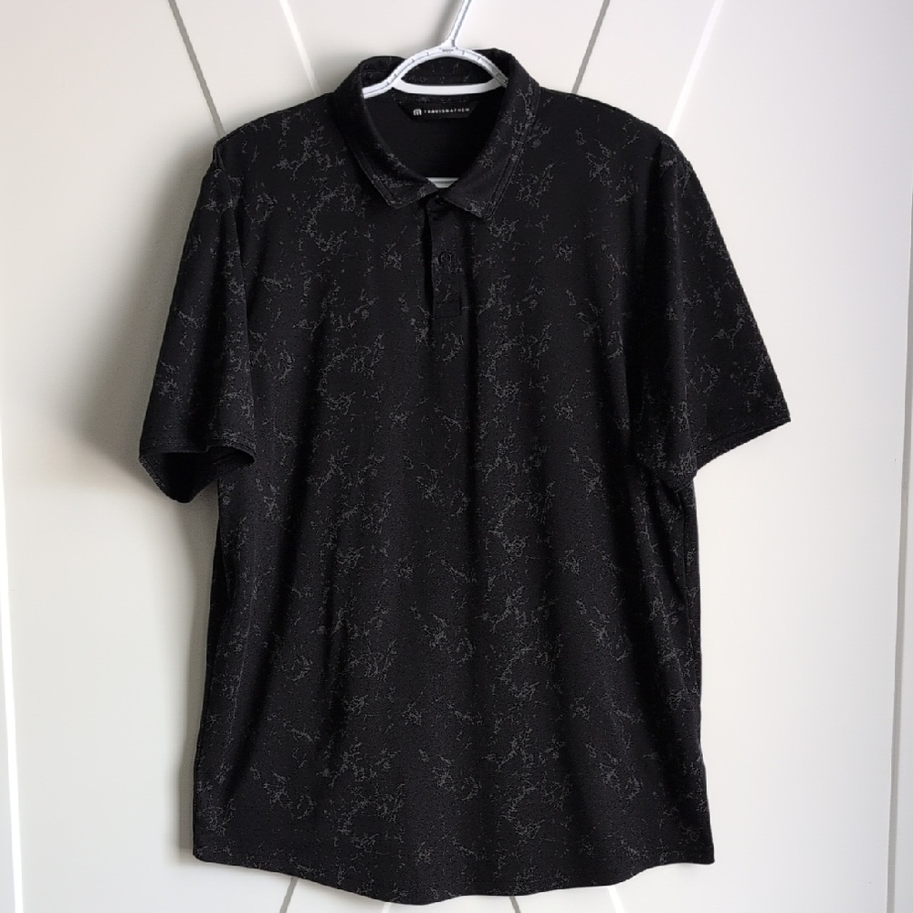 Travis Mathew Black Patterned Polo Shirt